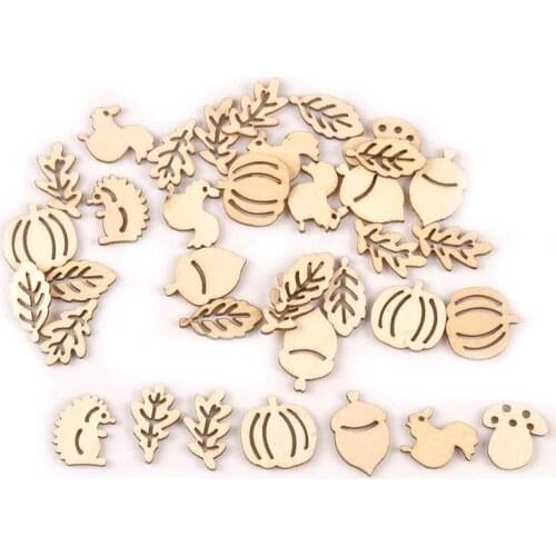 Cute Animal Natural Wood Crafts DIY For Home Decor Unfinished Wooden Handmade Scrapbook Embellishments 50Pcs 22-27mm M2513