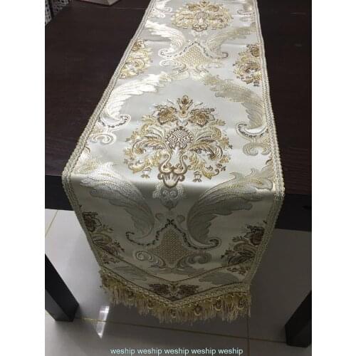 Fashion Amazing Imitated Silk Fabric Blue Jacquard Rural table runner Lace Luxury Table flag special offer just 1pc
