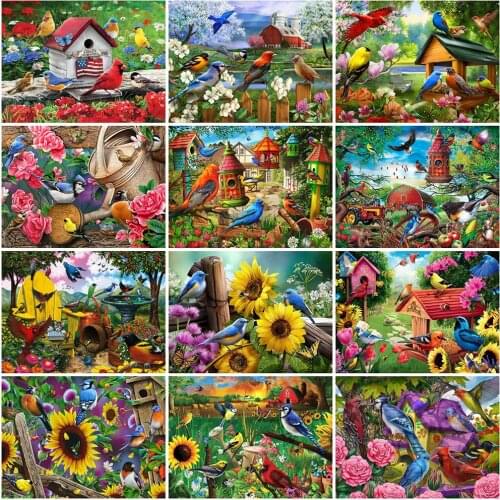 MomoArt 5D DIY Diamond Embroidery Bird Full Square Round Diamond Painting Flower Animal Diamond Mosaic Farm Wall Decorations