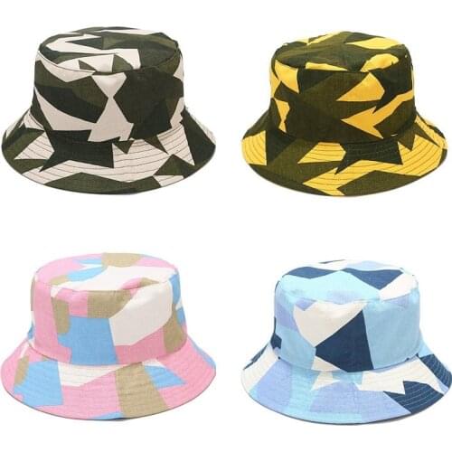 Men Fashion Camouflage Double-sided Wearing Fisherman Hat Couple Outdoor Climbing/Outing Sun Hat Women Leisure Cotton Bucket Hat