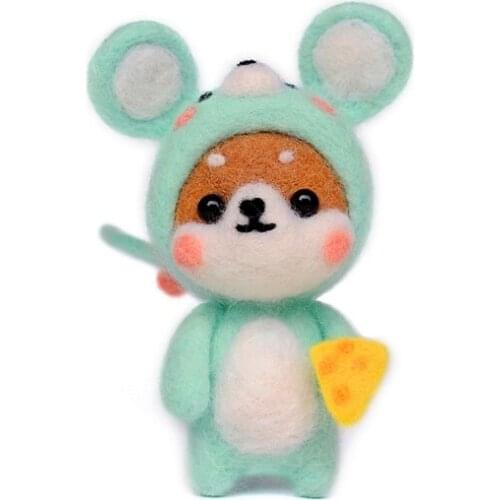 Dog Needle Felting Kit Gift Box, 3.35in/8.5cm Height, Beginner Felting Kit, Craft Kit, English Manual (Dog A)