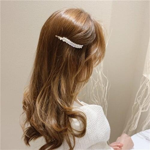 2021 New Korean Wave Feathert Zirconia Barrettes Hairpins For Women Fashion Party Hair Accessories Clips Grips Wholesale