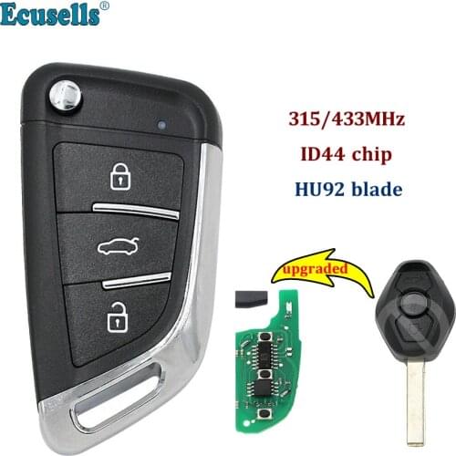 Flip Modified Remote Key for BMW 1/3/5/7 Series X3 X5 Z3 Z4 for EWS System 315MHz / 433MHz HU92 with ID44 or no chip