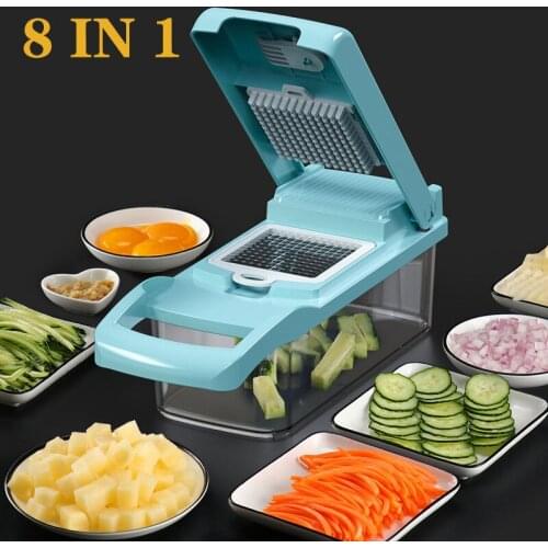 Vegetable Cutter 8 In 1 6 Dicing Blades Slicer Shredder Fruit Peeler Potato Cheese Drain Grater Chopper Kitchen Accessories Tool