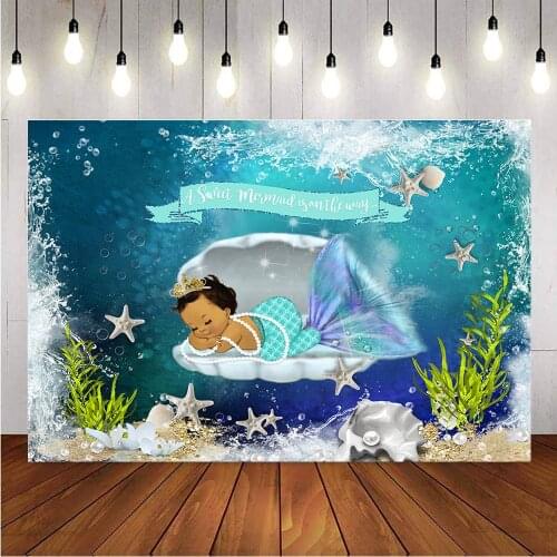 Under the Sea backdrop for photography Sweet mermaid background for photo studio customize baby shower party decoration supplies