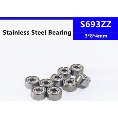 10pcs/50pcs S693ZZ 3*8*4mm Stainless Steel Deep Groove Ball Bearing 3x8x4mm SB693ZZ S693-2Z S693Z
