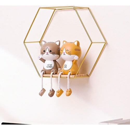 Nordic Hexagonal Iron Stand Small Pot Wall Holder Home Shelf Storage Holder Contracted Design Decorative Shelves