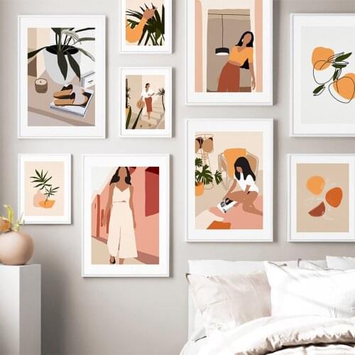 Modern Unique Plants Canvas Wall Art Painting Abstract Vague Women Posters And Prints For Living Room Bedroom Home Decoration