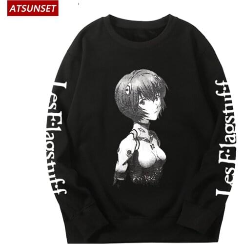 ATSUNSET Anime Girl Print Sweatshirt Hip Hop Streetwear Harajuku Hoodie Autumn And Winter Cotton Pullover Top