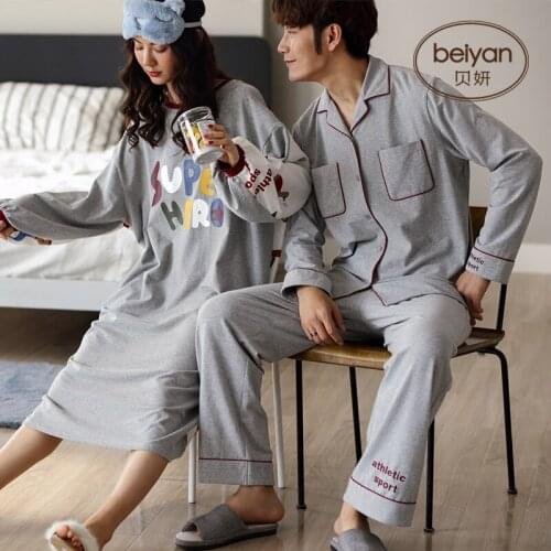 Spring And Autumn Cotton Full Sleeve Mens Household Suit Or Womens Nightdress