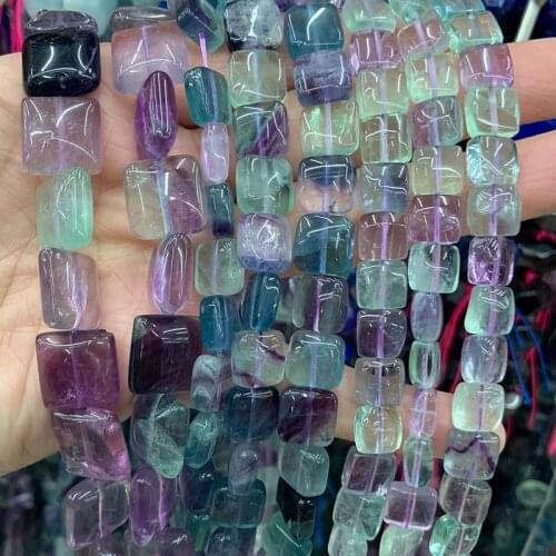 7-16mm Natural Fluorite Stone Beads 15'' Square DIY Spacer Loose Beads For Jewelry Making Beads Bracelet Necklace DIY Gift