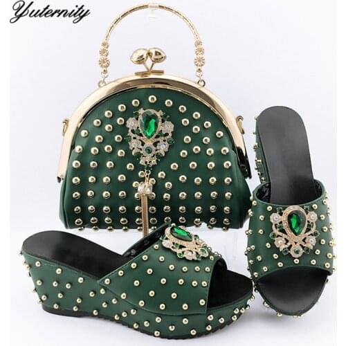 High Quality Italian Elegant Pumps 7.5CM Shoes And Bag Set Fashion African Woman Shoes And Bag To Match Set For Party