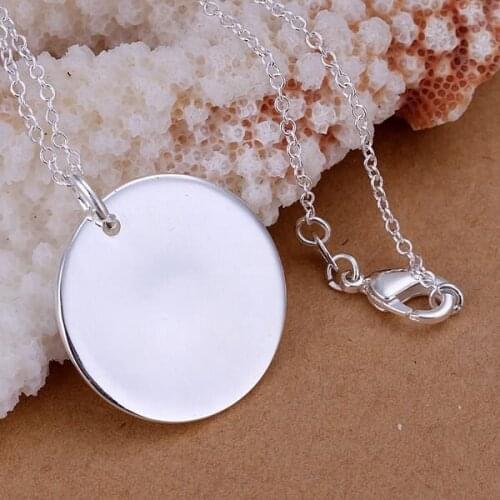Silver plated Jewelry Pendant Fine Fashion Cute 925 jewelry silver plated Round Tag Necklace Pendants Top Quality CP137