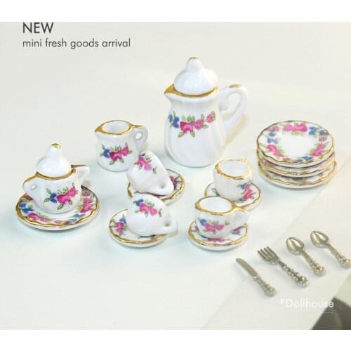 1 set of 1/12 toy house mini food mini resin ceramic tea set tea cup ob11 doll house accessories 1/6 kitchen toy model toy