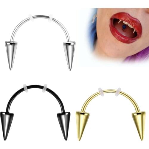 1Pc Grillz Piercing Lip Rings Tiger Teeth Vampire Body Piercing Jewelry Fashion Goth Lips Ring Funny Cosplay Tooth Decoration