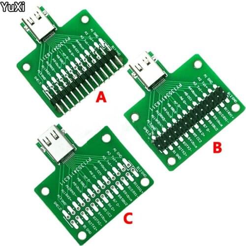 1pcs TYPE-C Female Test Board USB 3.1 with PCB Board 24P Female Connector with Pin HeaderDouble-sided Positive and Negative Plug