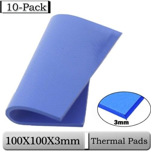 10 Pcs/lot Gdstime 100x100x3mm 3mm Thickness Blue Thermal Pads CPU Heatsink Pads 100mmx3mm 0.3cm Cooling Conductive Silicone