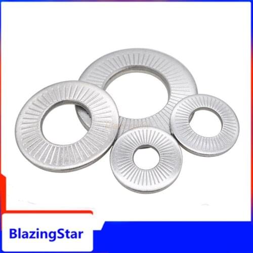2/50 M3 M4 M5 M6 M8 M10 M12 M16 NFE25-511 A2 304 Stainless Steel Disc Spring Serrated Lock Washer Conical Knurled Elastic Gasket