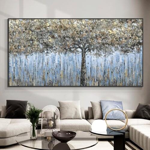 Yiqing Abstract Large Size Trees Oil Painting 100% Hand Painted Canvas Painting Modern Decorative Wall Art For Living Room Decor