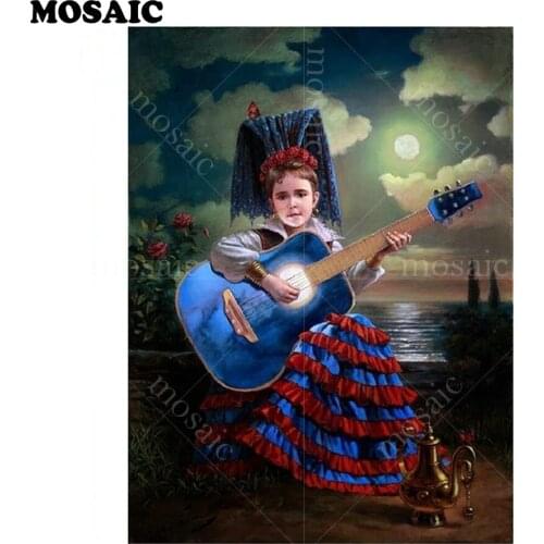 Diy diamond embroidery "Russia girl playing guitar"sale diamond painting Cross Stitch full square Rhinestone mosaic Sticker art