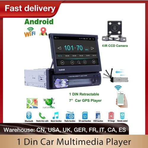 Car Radio 1 Din Android 8.1 Car Multimedia Player MP3 Player GPS Navigation Retractable Screen Bluetooth WIFI Mirrorlink