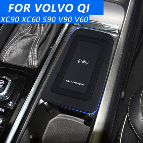 For Volvo car accessories XC90 XC60 S90 V90 V60 2018-2019 QI mobile phone fast wireless charger cigarette lighter charging board