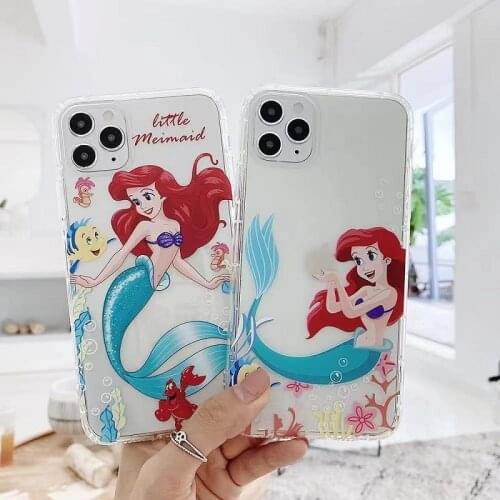 Disney 2021 Mermaid Princess Ariel mobile phone case for iPhone 12 11 Pro Max 7 8 Plus X XR XS protective cover soft shell