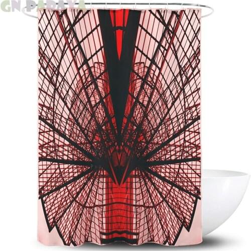 Geometric hippie red Bath Curtains Waterproof Polyester personality deconstruction hippy art Shower Curtains Screen with Hooks