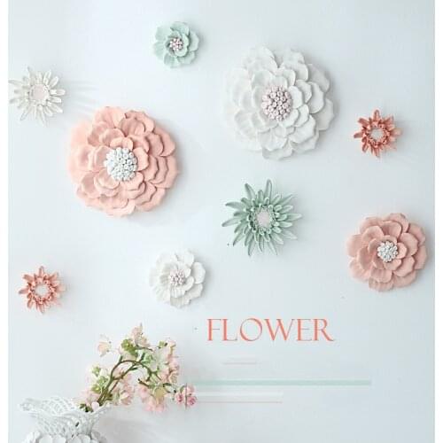 Chinese Handmade Ceramic Flowers Hibiscus Home Wall Sticker Wall Hanging Flower Crafts Decoration Wall Background Mural Ornament