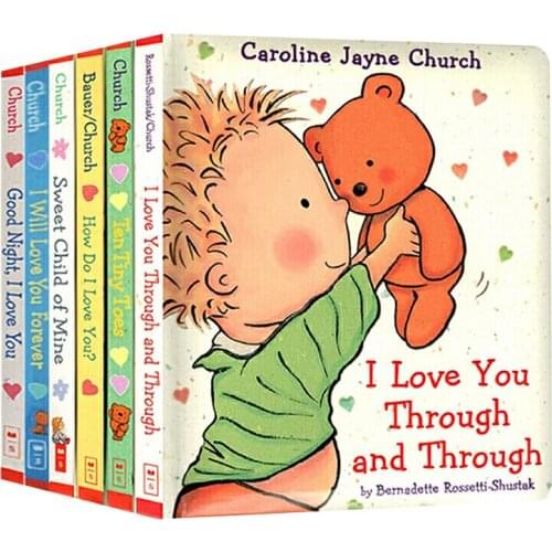 6 Books Caroline Jayne Church Childrens Enlightenment Picture Book Early Education Learning Gift Good night for love Story Book