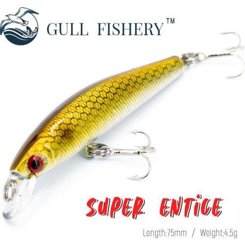 GULL FISHERY 2PCS Metal Laser Minnow Fishing Lure 75mm 4.5g Hooks Fish Wobbler Tackle Crankbait Artificial Hard Bait Swim Bait