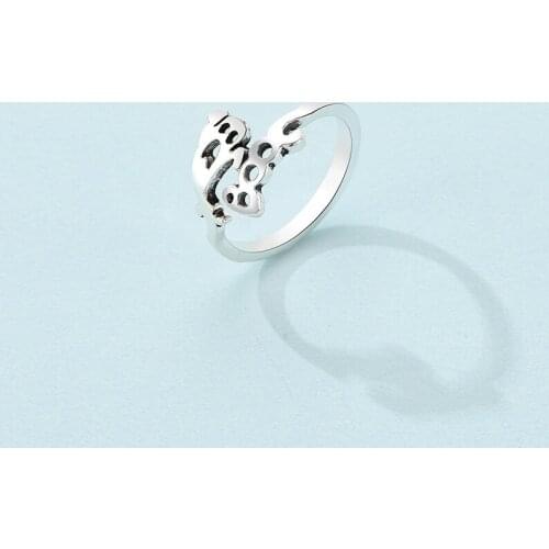 Creative Interesting Adjustable Open Ghost Thin Ring For Women Silver Color Finger Rings Halloween Jewelry Accessories