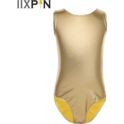 Gymnastics Leotards for Girls Patent Leather Leotard bodysuits ballet dancewear Sleeveless Girls Leotard Ballet Dance Jumpsuit