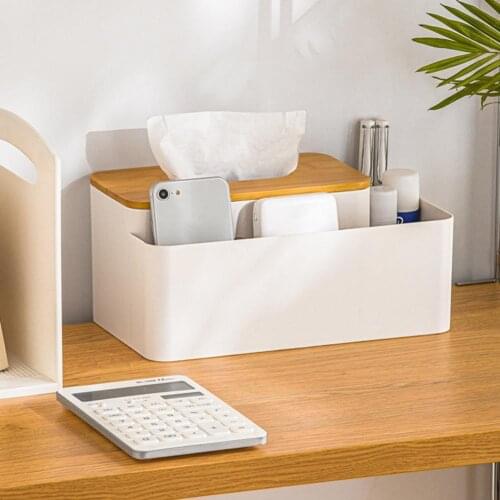 Lightweight Great Tissue Storage Box Organizer Tissue Container Multi-grids for Dorm