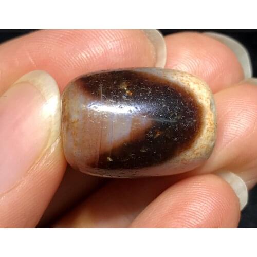 LKbrother Talisman Treasure Magic Tibetan Old Agate Cinnabar Tiger-tooth Wisdom Symbol dZi Bead Amulet A