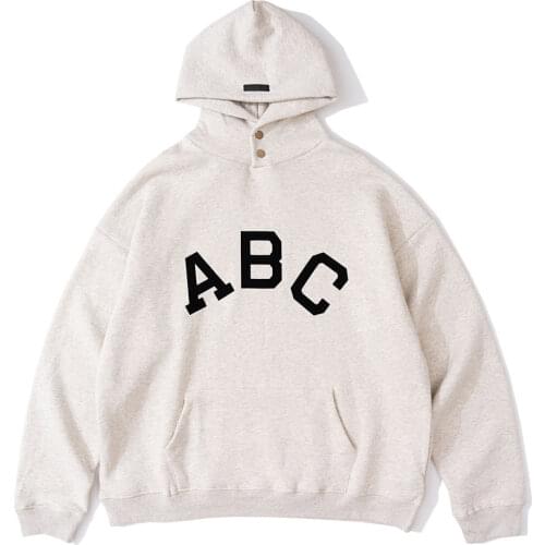 Grace Of God 7th Autumn Winter Mens High Street Hip-Hop Plus Velvet Comfortable Hooded Sweater