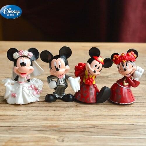Cartoon Wedding Mickey Mouse Minnie Figures toys set Disney China red Wedding cake decoration Action Wedding gift guests