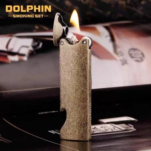Creative Dolphin Kerosene Lighter Windproof Smoking Multifunction Practical Beer Portable Tool Petrol Machine Gift Male Outside