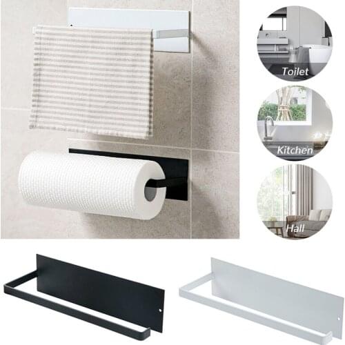 Non Perforated Paper Towel Holder Toilet Paper Hanger Roll Paper Holder Fresh Film Storage Rack Wall Hanging Shelf