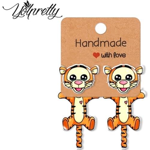 2021 New Kawaii Tiger Lovely Tiger Animal Epoxy Print Handcraft Acrylic Stud Earrings