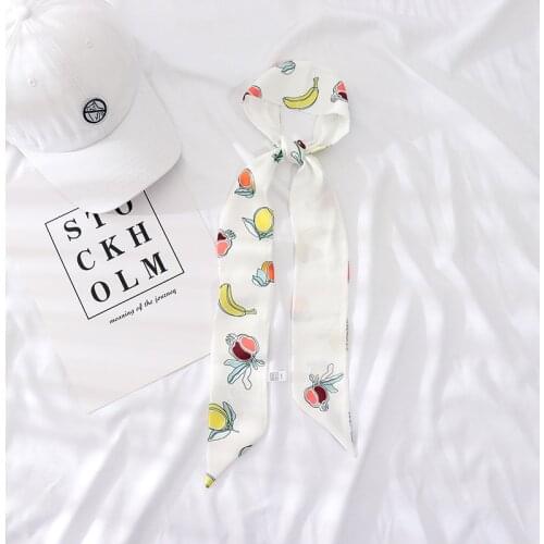 120*6 new long female small scarf lovely fruit scarves wrist strap hairband ribbon long bag women skinny scarf women