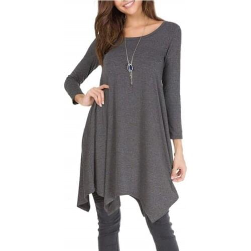 Autumn Dress Women Robe Femme Long Sleeves Pocket Dresses Solid Color Irregular Loose Dress For Women Vestido De Mujer Plus Size