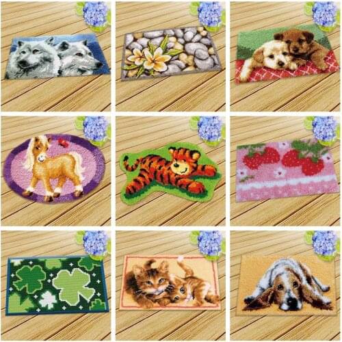 Prajna Cushion Animals Latch Hook Carpet Embroidery Needlework Crochet Pillows Accessories DIY Latch Hook Rug Kit Cross Stitch