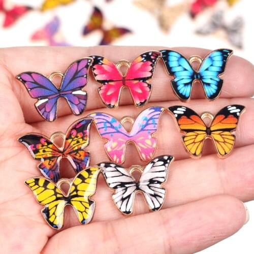 10pcs 15*21mm Metal Alloy Drop Oil Butterfly Charms Animal Pendants Earrings Necklace Pendant for DIY Jewelry Making Accessories