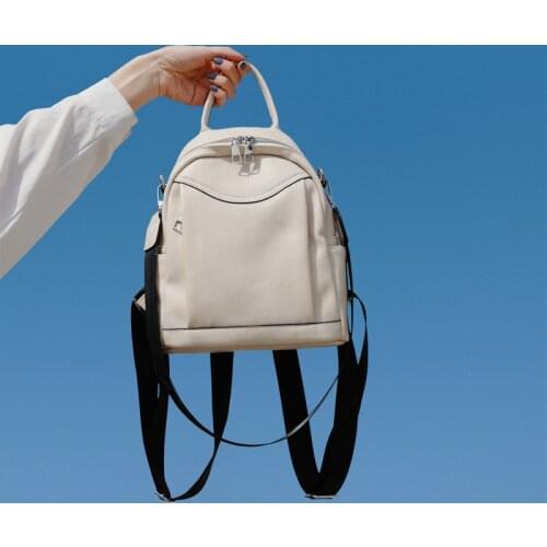 Women Travel Backpack Multifunctional Large Capacity Soft PU Leather Solid Color Casual Backpack Small Shoulder Bag MD0163