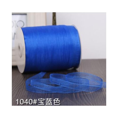 Width 1cm 3/8" inch Royal Blue Chiffon Organza Polyester Ribbon Wedding Decoration Crafts Gift Packing Ribbon length 10meters