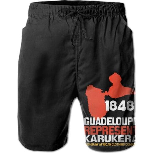 Summer Men Beach Short Breathable Quick Dry Humor Graphic Loose Guadeloupe 1848 Sleeveless Hawaii Printing Male Shorts