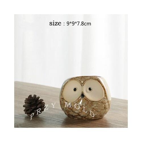 Silicone Mold 3d Small Owl Flower Pots Shape Molds Cement Clay Mould Silica Gel Cute Animals Big Eyes Owl Silicone Rubber PRZY