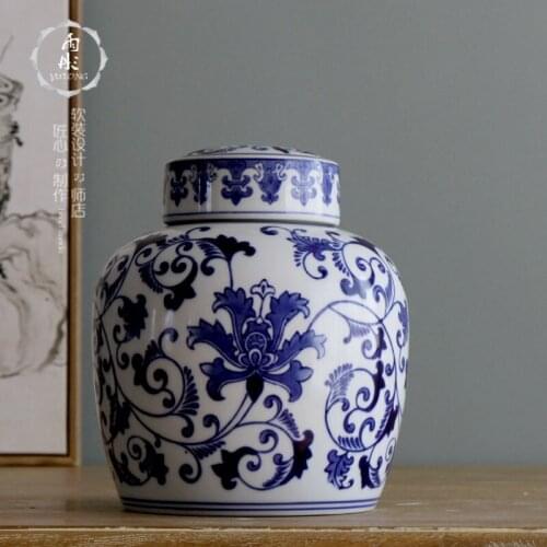 Blue and white porcelain plum blossom round pot wedding room ornamen Jingdezhen Ceramic multi-functional ornament