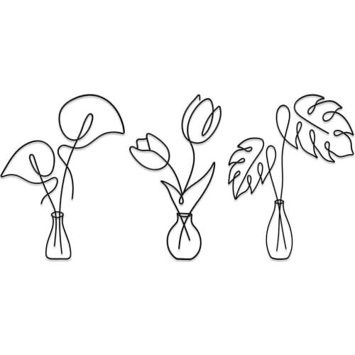 Nordic Simple Wall Hanging Wrought Iron Flower Leaf Wall Decoration Background Living Room Sofa Porch Wall Decor Pendant